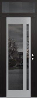 Diamond C15 36" x 96" black/black mirrored Glass Panel stainless steel LHI with Transom mirrored Glass