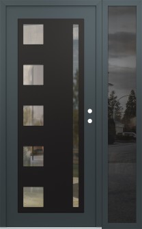 Diamond C3 52" x 80" anthracite/anthracite clear Glass Panel black LHI with Sidelite mirrored Glass