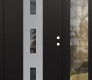 Modern Steel Front Door DIAMOND A7 52" X 80" BLACK/BLACK MIRRORED GLASS PANEL STAINLESS STEEL LHI WITH SIDELITE CLEAR GLASS