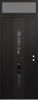 DIAMOND A6 36" X 96" BLACK/BLACK MIRRORED GLASS PANEL BLACK LHI WITH TRANSOM FROSTED GLASS