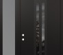 Modern Steel Front Door DIAMOND A8 50" X 96" BLACK/BLACK MIRRORED GLASS PANEL BLACK RHI WITH SIDELITE AND TRANSOM FROSTED GLASS