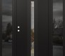 Modern Steel Front Door DIAMOND A2 60" X 80" BLACK/BLACK CLEAR GLASS PANEL BLACK RHI WITH 2 SIDELITES MIRRORED GLASS