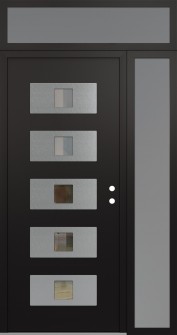 Diamond D8 48" x 96" black/black clear Glass Panel stainless steel LHI with Sidelite and Transom frosted Glass