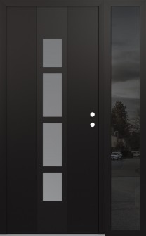 DIAMOND A10 48" X 80" BLACK/WHITE FROSTED GLASS PANEL BLACK LHI WITH SIDELITE MIRRORED GLASS