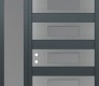 Modern Steel Front Door Diamond D5 48" x 96" anthracite/anthracite frosted Glass Panel stainless steel RHI with Sidelite and Transom frosted Glass