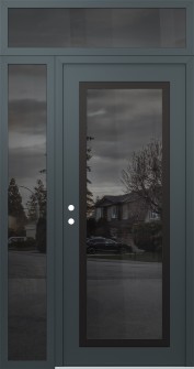 Diamond C1 48" x 96" anthracite/anthracite mirrored Glass Panel black RHI with Sidelite and Transom mirrored Glass