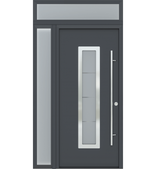 MODERN FRONT STEEL DOOR ARGOS ANTRACIT/WHITE 49 1/4" X 95 11/16" LHI + SIDELITE LEFT/TRANSOM