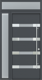 MODERN FRONT STEEL DOOR AURA ANTRACIT/WHITE 49 1/4" X 95 11/16" LHI + SIDELITE LEFT/TRANSOM