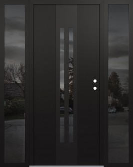 DIAMOND A8 60" X 80" BLACK/BLACK MIRRORED GLASS PANEL BLACK LHI WITH 2 SIDELITES MIRRORED GLASS