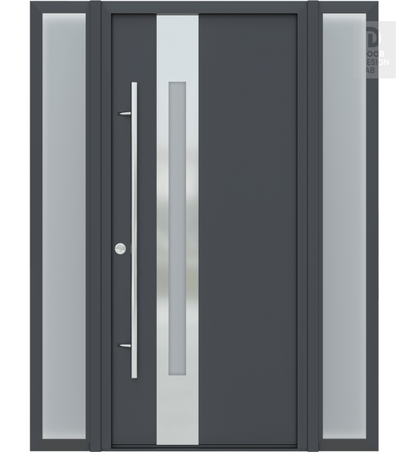 MODERN FRONT STEEL DOOR ZEPHYR ANTRACIT/WHITE 61 1/16" X 81 11/16" RHI + SIDELITE LEFT/RIGHT