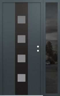 DIAMOND A12 48" X 80" ANTHRACITE/ANTHRACITE FROSTED GLASS PANEL BLACK LHI WITH SIDELITE MIRRORED GLASS