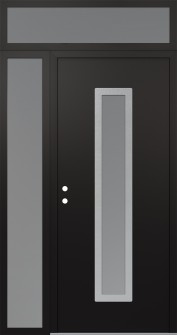 DIAMOND A11 48" X 96" BLACK/WHITE FROSTED GLASS PANEL STAINLESS STEEL RHI WITH SIDELITE AND TRANSOM FROSTED GLASS