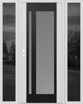 Diamond C15 60" x 80" white/white frosted Glass Panel black RHI with 2 Sidelites mirrored Glass