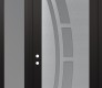 Modern Steel Front Door Diamond C12 48" x 96" black/white frosted Glass Panel stainless steel RHI with Sidelite and Transom frosted Glass