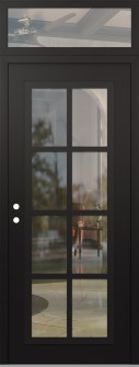 Diamond C16 36" x 96" black/black clear Glass Panel black RHI with Transom clear Glass