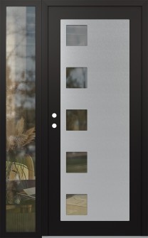 Diamond C5 48" x 80" black/black clear Glass Panel stainless steel RHI with Sidelite clear Glass