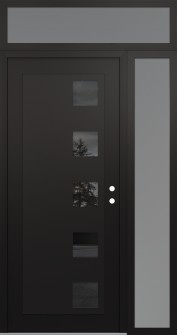 Diamond C5 52" x 96" black/black mirrored Glass Panel black LHI with Sidelite and Transom frosted Glass