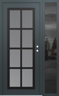 Diamond C16 48" x 80" anthracite/anthracite frosted Glass Panel black LHI with Sidelite mirrored Glass