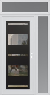 Diamond C10 48" x 96" white/white clear Glass Panel black LHI with Sidelite and Transom frosted Glass