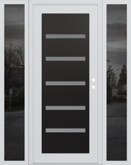 Diamond C7 60" x 80" white/white frosted Glass Panel black LHI with 2 Sidelites mirrored Glass