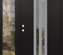 Modern Steel Front Door DIAMOND A8 52" X 80" BLACK/BLACK CLEAR GLASS PANEL STAINLESS STEEL RHI WITH SIDELITE CLEAR GLASS