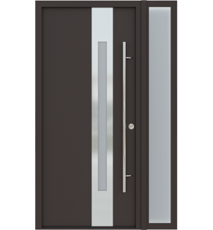 MODERN FRONT STEEL DOOR ZEPHYR BROWN/WHITE 49 1/4" X 81 11/16" LHI + SIDELITE RIGHT