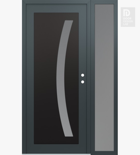 Modern Steel Front Door Diamond C4 52" x 80" anthracite/anthracite frosted Glass Panel black LHI with Sidelite frosted Glass