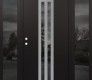 Modern Steel Front Door DIAMOND A8 60" X 80" BLACK/BLACK MIRRORED GLASS PANEL STAINLESS STEEL RHI WITH 2 SIDELITES MIRRORED GLASS