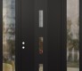 Modern Steel Front Door DIAMOND A7 68" X 96" BLACK/BLACK CLEAR GLASS PANEL BLACK RHI WITH 2 SIDELITES AND TRANSOM CLEAR GLASS