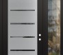 Modern Steel Front Door Diamond C11 52" x 96" black/black mirrored Glass Panel stainless steel LHI with Sidelite and Transom clear Glass