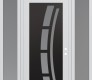 Modern Steel Front Door Diamond C12 64" x 96" white/white frosted Glass Panel black LHI with 2 Sidelites and Transom frosted Glass