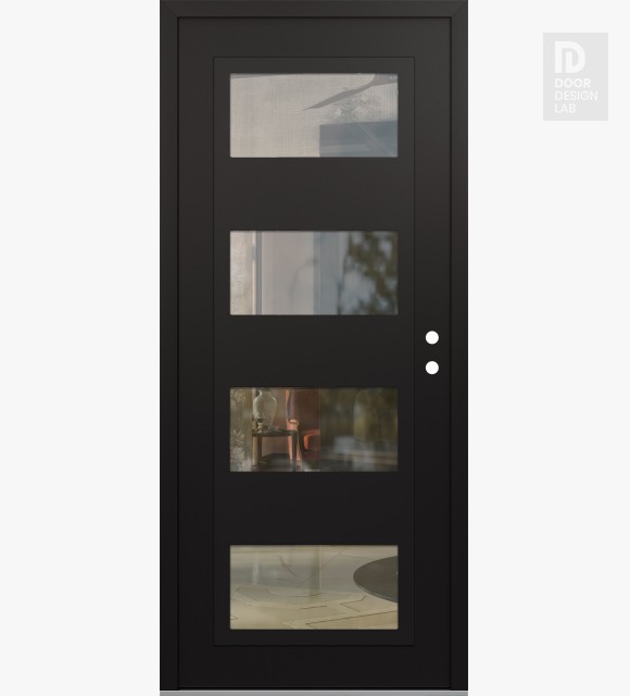 Modern Steel Front Door Diamond C2 36" x 80" black/black clear Glass Panel black LHI