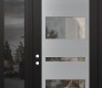 Modern Steel Front Door Diamond C10 48" x 96" black/black clear Glass Panel stainless steel RHI with Sidelite and Transom mirrored Glass