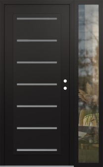 Diamond C11 52" x 80" black/white frosted Glass Panel black LHI with Sidelite clear Glass