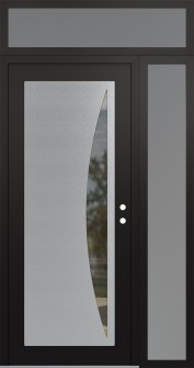 Diamond C13 52" x 96" black/black clear Glass Panel stainless steel LHI with Sidelite and Transom frosted Glass
