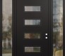 Modern Steel Front Door Diamond D1 68" x 96" black/black clear Glass Panel black LHI with 2 Sidelites and Transom clear Glass