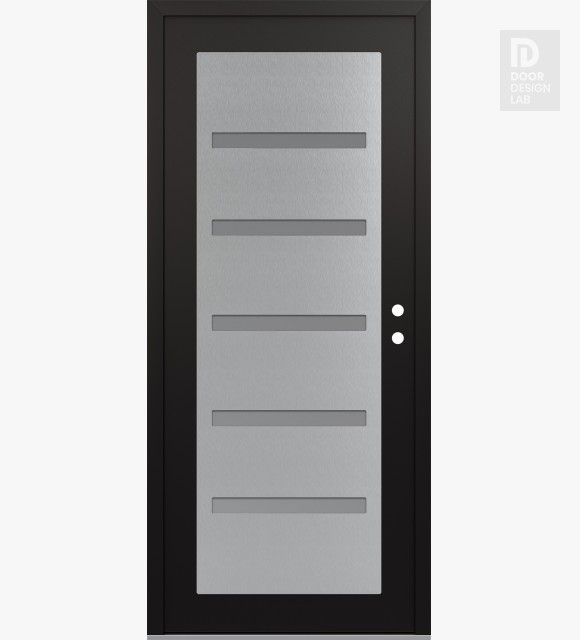 Modern Steel Front Door Diamond C7 36" x 80" black/white frosted Glass Panel stainless steel LHI