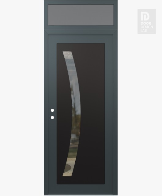Modern Steel Front Door Diamond C4 36" x 96" anthracite/anthracite clear Glass Panel black RHI with Transom frosted Glass