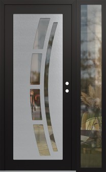 Diamond C12 52" x 80" black/black clear Glass Panel stainless steel LHI with Sidelite clear Glass