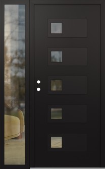 Diamond D2 48" x 80" black/black clear Glass Panel black RHI with Sidelite clear Glass