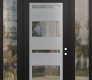 Modern Steel Front Door Diamond C10 60" x 96" black/black clear Glass Panel stainless steel LHI with 2 Sidelites and Transom clear Glass