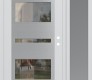 Modern Steel Front Door Diamond C10 48" x 80" white/white clear Glass Panel stainless steel LHI with Sidelite frosted Glass
