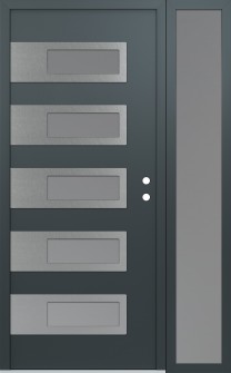 Diamond D3 48" x 80" anthracite/anthracite frosted Glass Panel stainless steel LHI with Sidelite frosted Glass