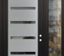 Modern Steel Front Door Diamond C7 52" x 96" black/black mirrored Glass Panel stainless steel LHI with Sidelite and Transom clear Glass