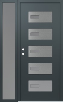 Diamond D7 50" x 80" anthracite/anthracite frosted Glass Panel stainless steel RHI with Sidelite frosted Glass