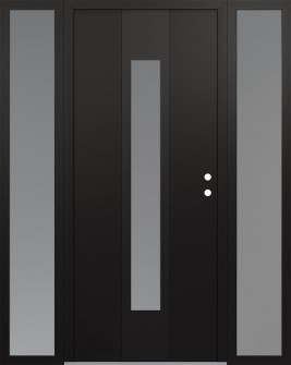 DIAMOND A1 64" X 80" BLACK/WHITE FROSTED GLASS PANEL BLACK LHI WITH 2 SIDELITES FROSTED GLASS