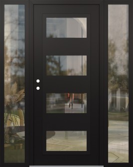 Diamond C2 68" x 80" black/black clear Glass Panel black RHI with 2 Sidelites clear Glass