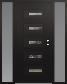 Diamond D6 64" x 80" black/black clear Glass Panel black LHI with 2 Sidelites frosted Glass