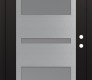 Modern Steel Front Door Diamond C10 36" x 80" black/white frosted Glass Panel stainless steel LHI