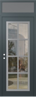 Diamond C16 36" x 96" anthracite/anthracite clear Glass Panel stainless steel RHI with Transom frosted Glass